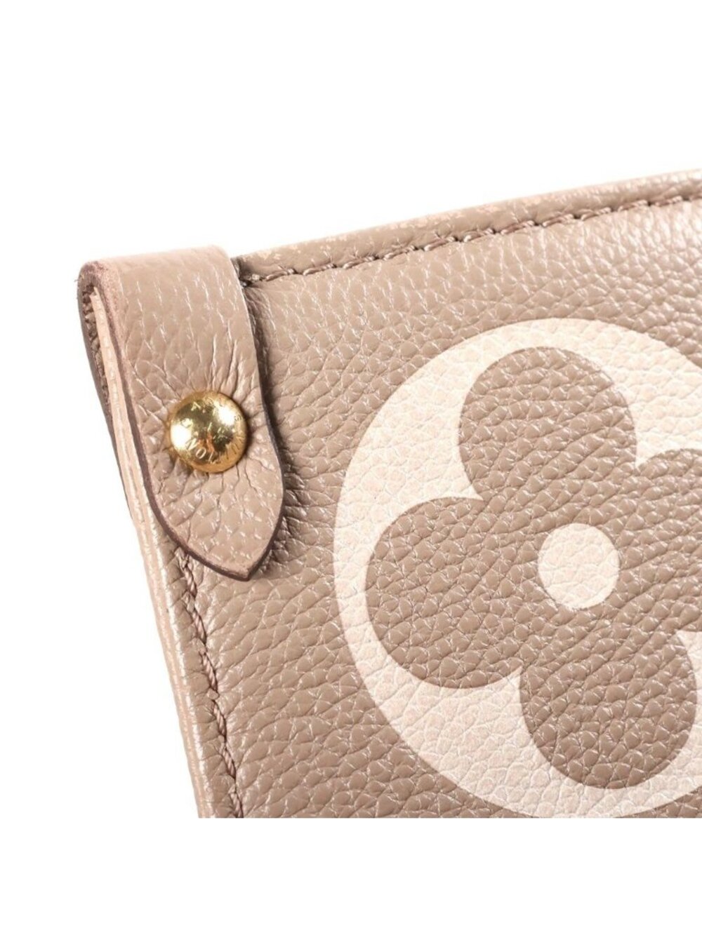Louis Vuitton Bicolor Monogram Empreinte On The Go MM Tourterelle Cream Handbag - Picture 6 of 9